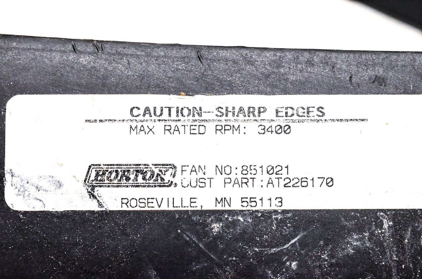 Horton 851021, AT226170, 851001-M Engine Cooling Fan Blade NOS