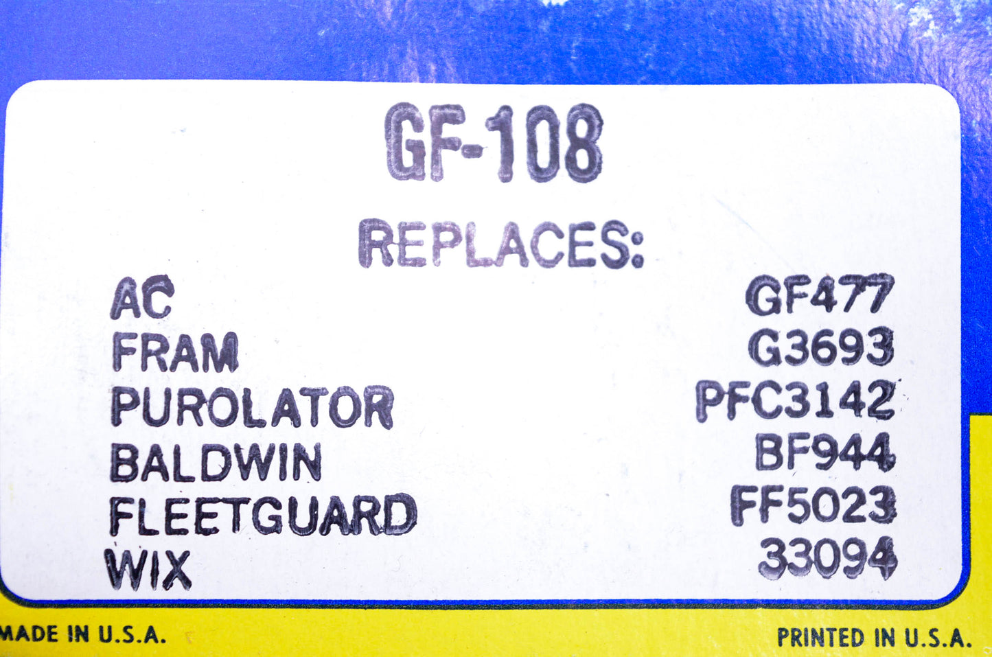 Hastings GF108 Fuel Filter NOS