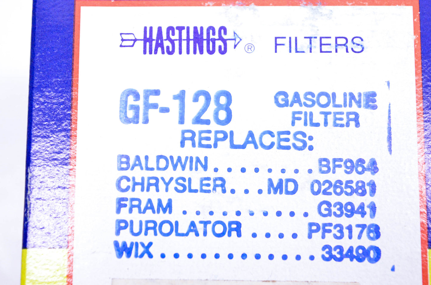 Hastings GF128 Fuel Filter NOS