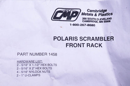 CMP 1458, 8000-1458 Polaris Scrambler Front Rack Kit NOS