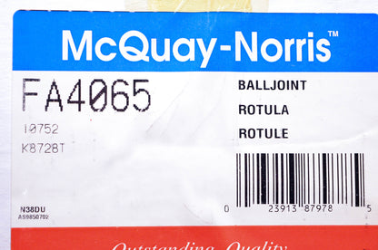 McQuay-Norris FA4065, 10752, K8728T Front Right Upper Suspension Arm & Ball Joint Kit NOS