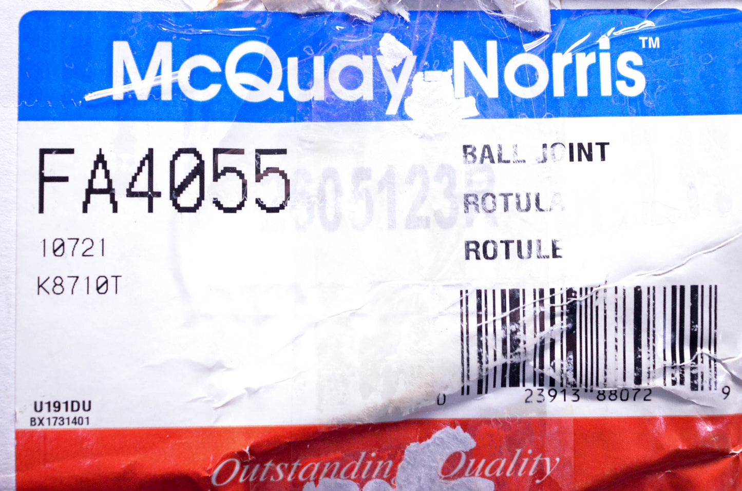 McQuay-Norris FA4055, 10721, K8710T Front Right Upper Suspension Arm & Ball Joint Kit NOS