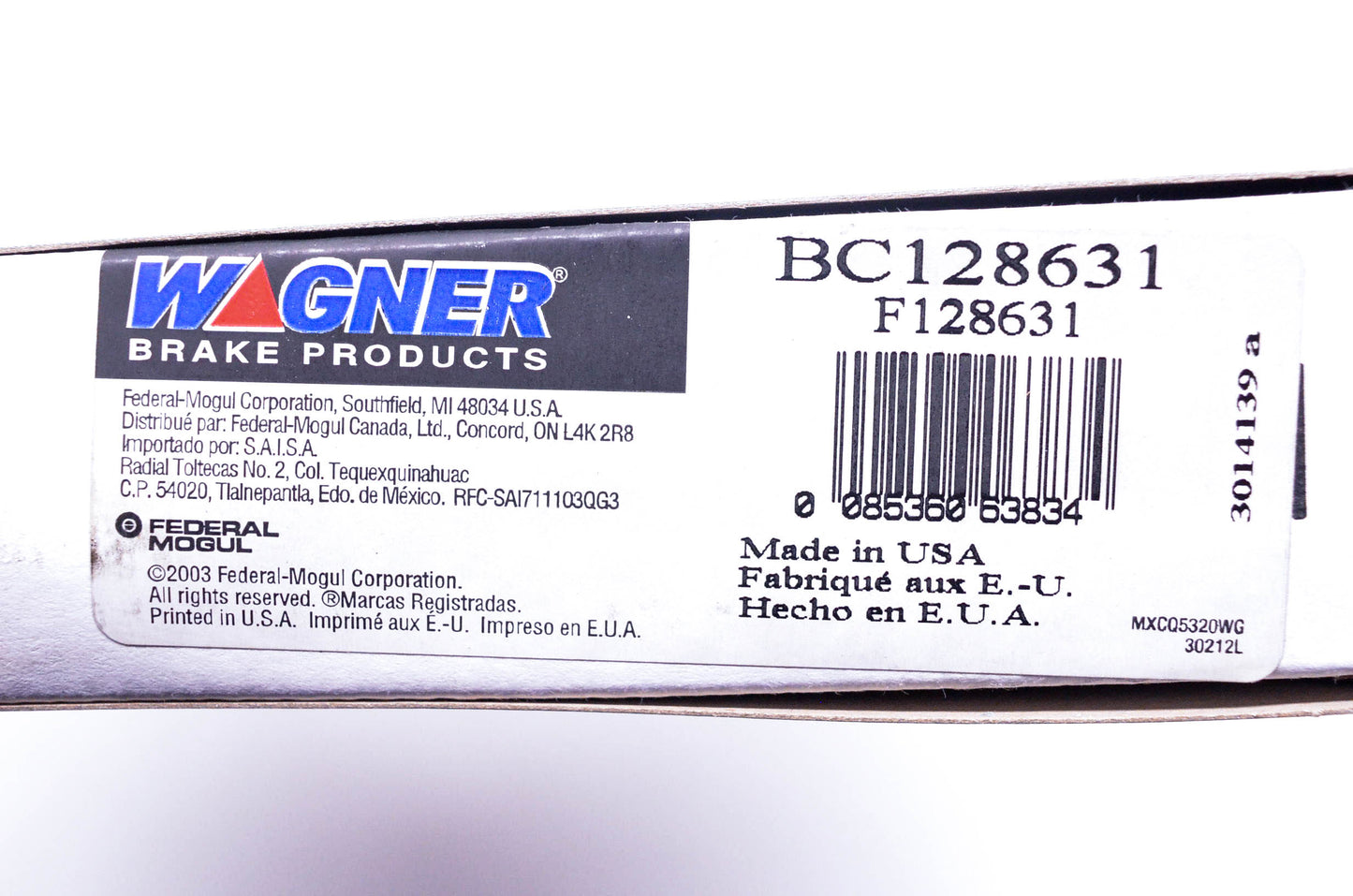 Wagner F128631, BC128631 Brake Cable NOS