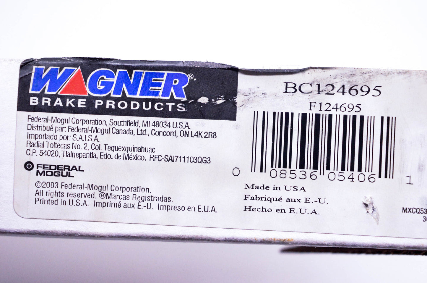Wagner F124695, BC124695 Brake Cable Kit NOS