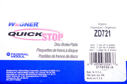 Wagner ZD721 Disc Brake Pad Kit NOS