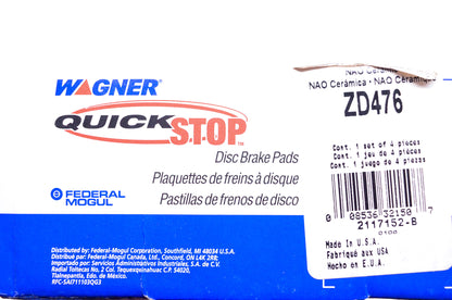 Wagner ZD476 Disc Brake Pad Kit NOS