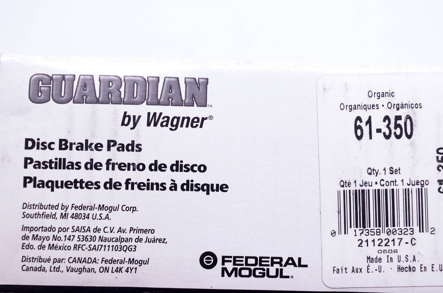 Wagner 61-350 Disc Brake Pad Kit NOS