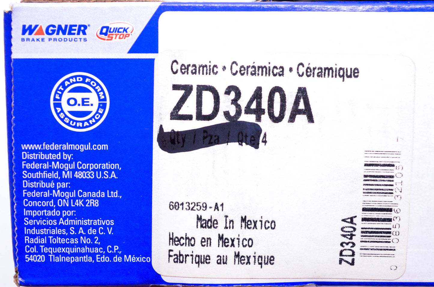 Wagner ZD340A Rear Disc Brake Pad Kit NOS