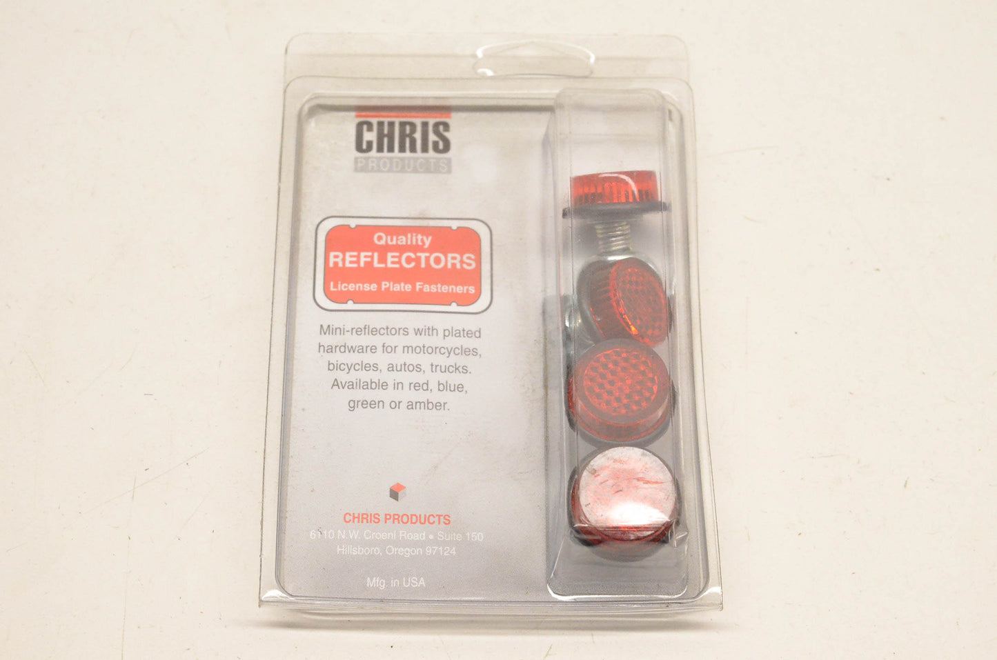 Chris Products CH4R, 60-1406 Red License Plate Reflector Kit NOS