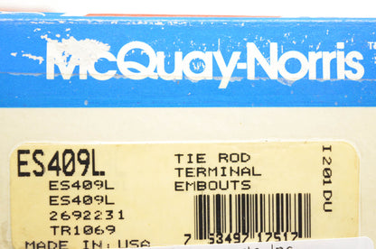 McQuay-Norris ES409L, 2692231, TR1069 Tie Rod Terminal Kit NOS