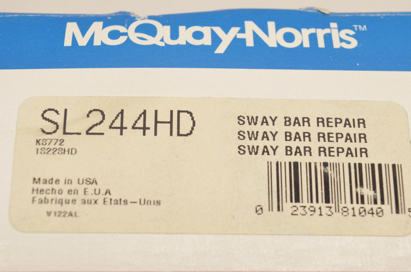 McQuay-Norris SL244HD, K8772, 18228HD Sway Bar Repair Kit NOS