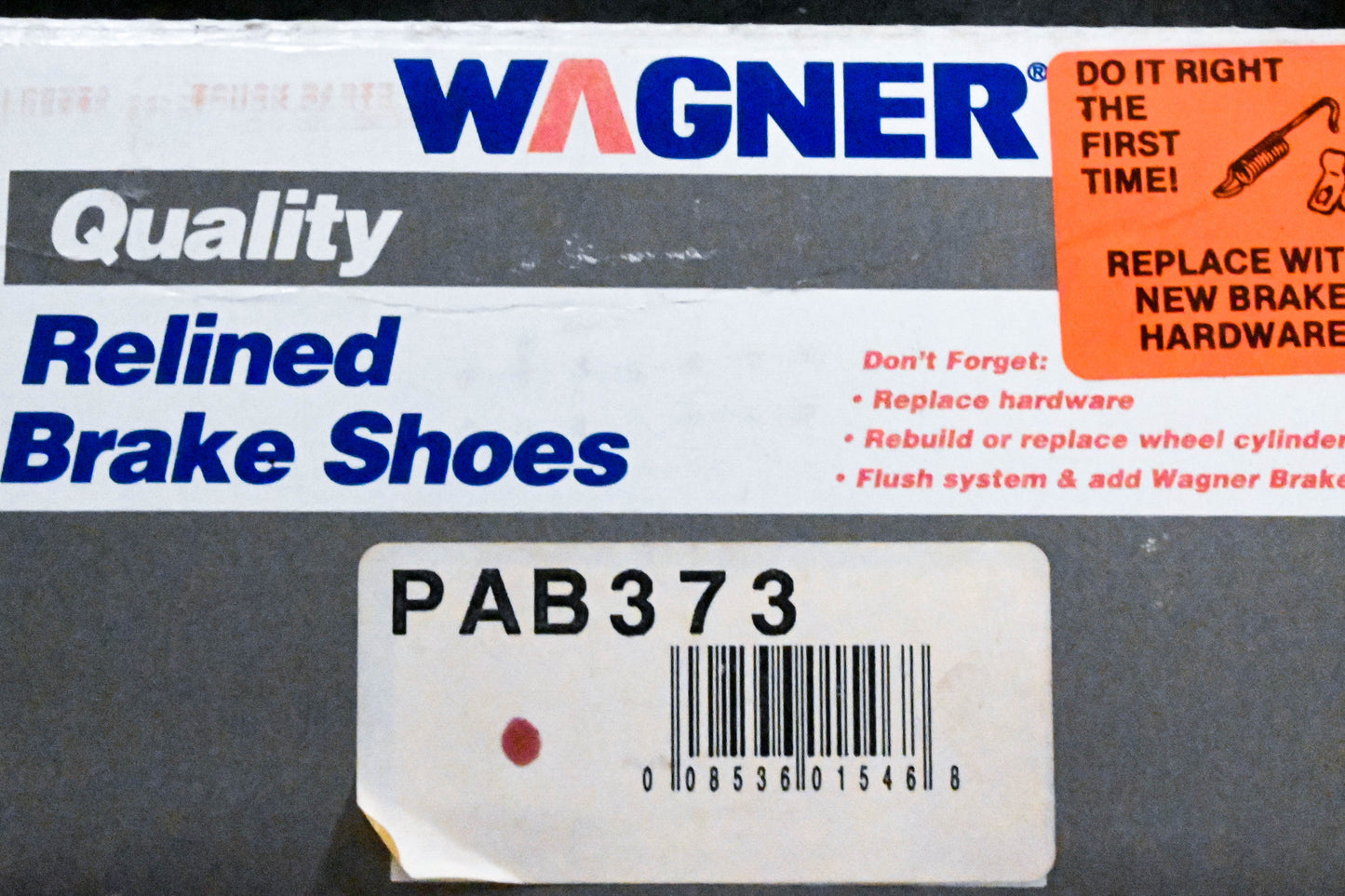 Wagner PAB373 Relined Brake Shoe Kit NOS