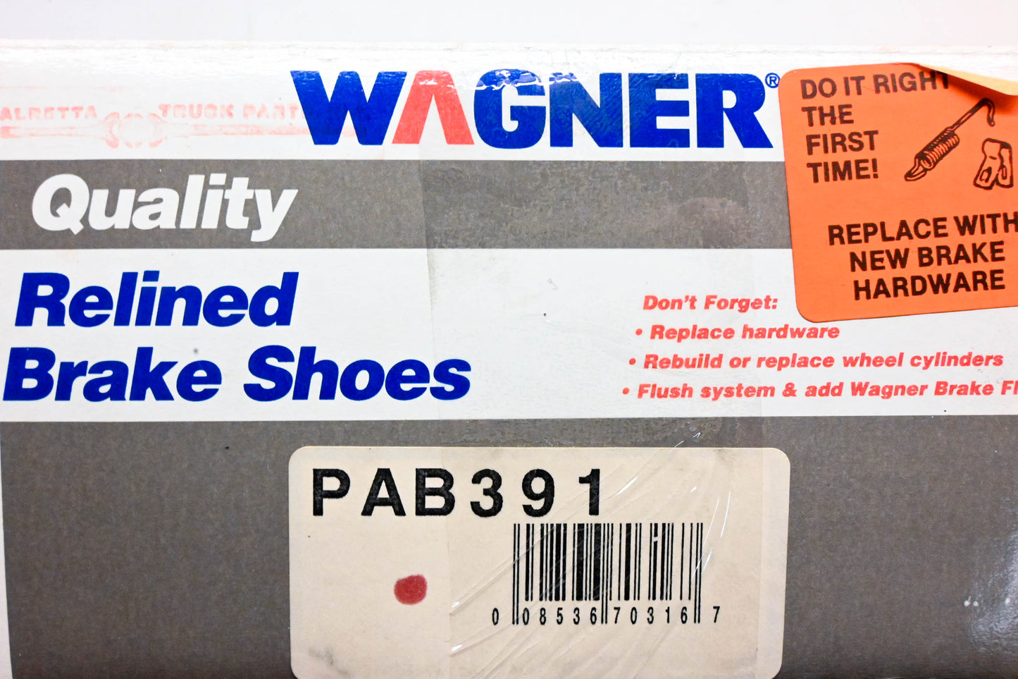 Wagner PAB391 Relined Brake Shoe Kit NOS