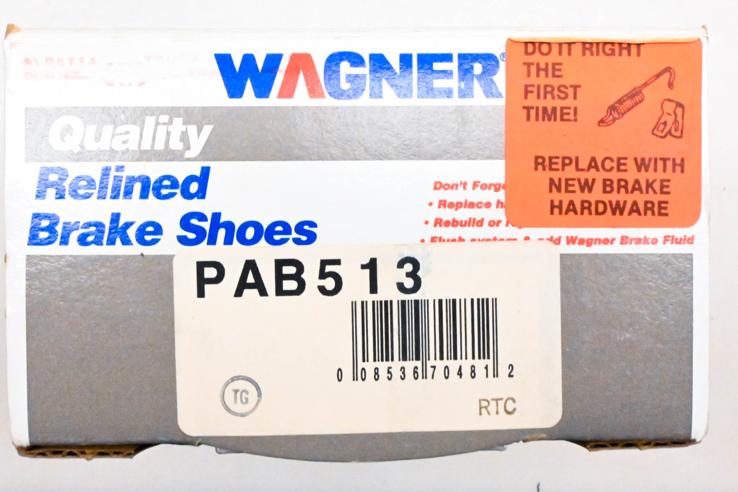 Wagner PAB513 Relined Brake Shoe Kit NOS