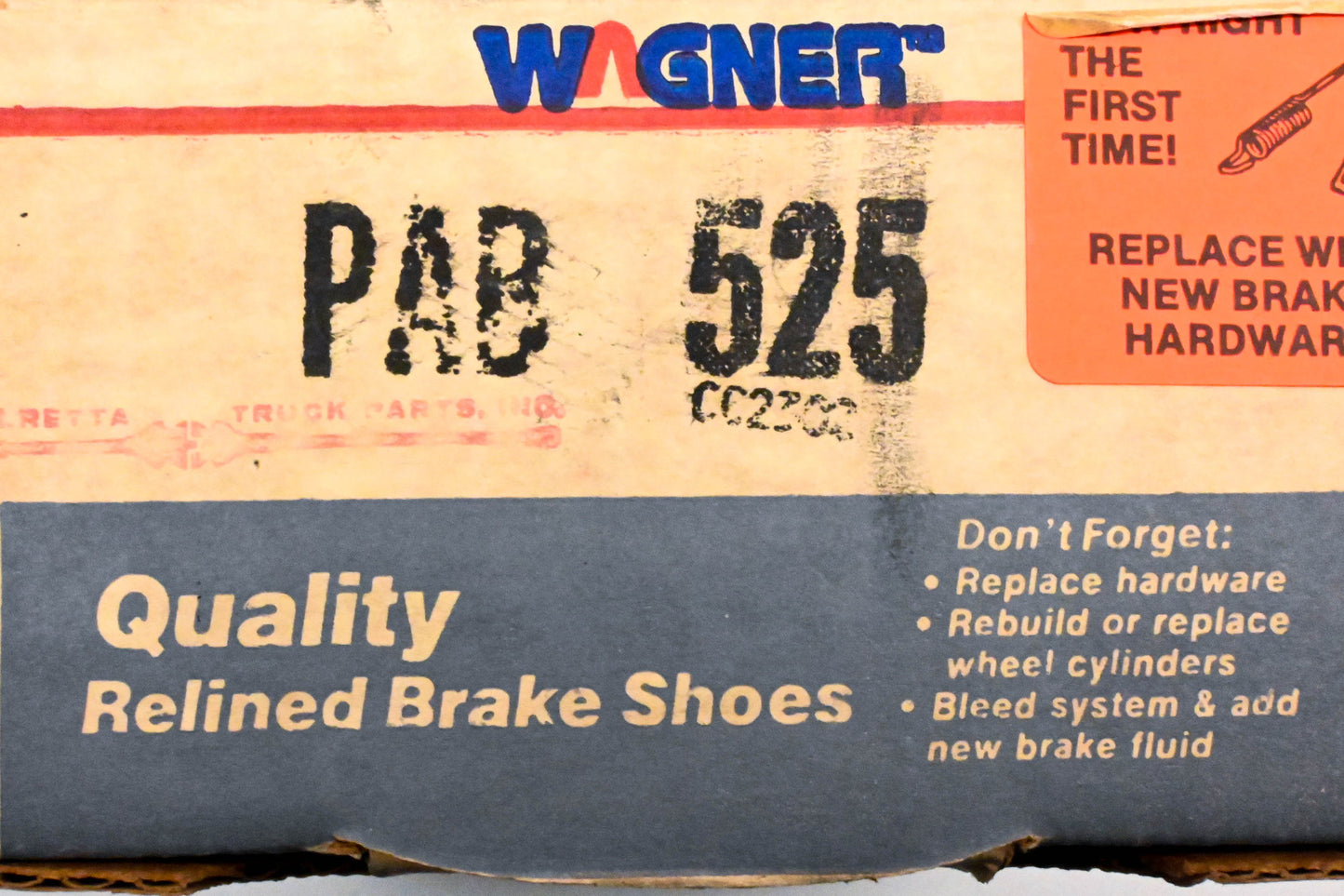 Wagner PAB525 Relined Brake Shoe Kit NOS