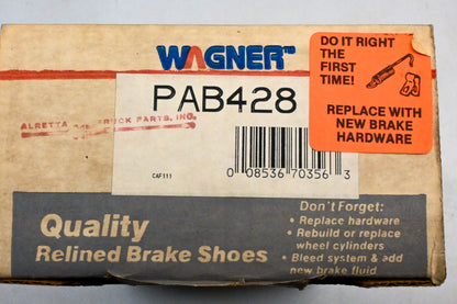 Wagner PAB428 Relined Brake Shoe Kit NOS