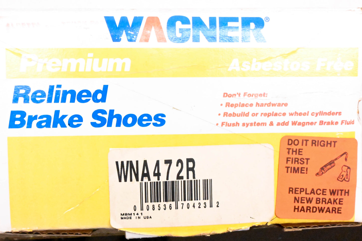 Wagner WNA472R Relined Brake Shoe Kit NOS