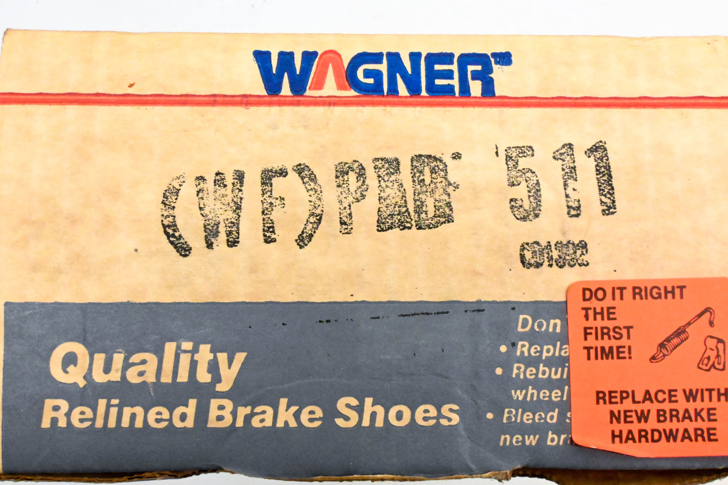 Wagner PAB511, WF511 Relined Brake Shoe Kit NOS