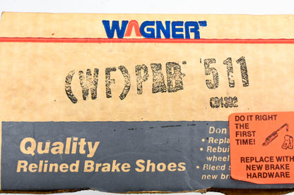 Wagner PAB511, WF511 Relined Brake Shoe Kit NOS