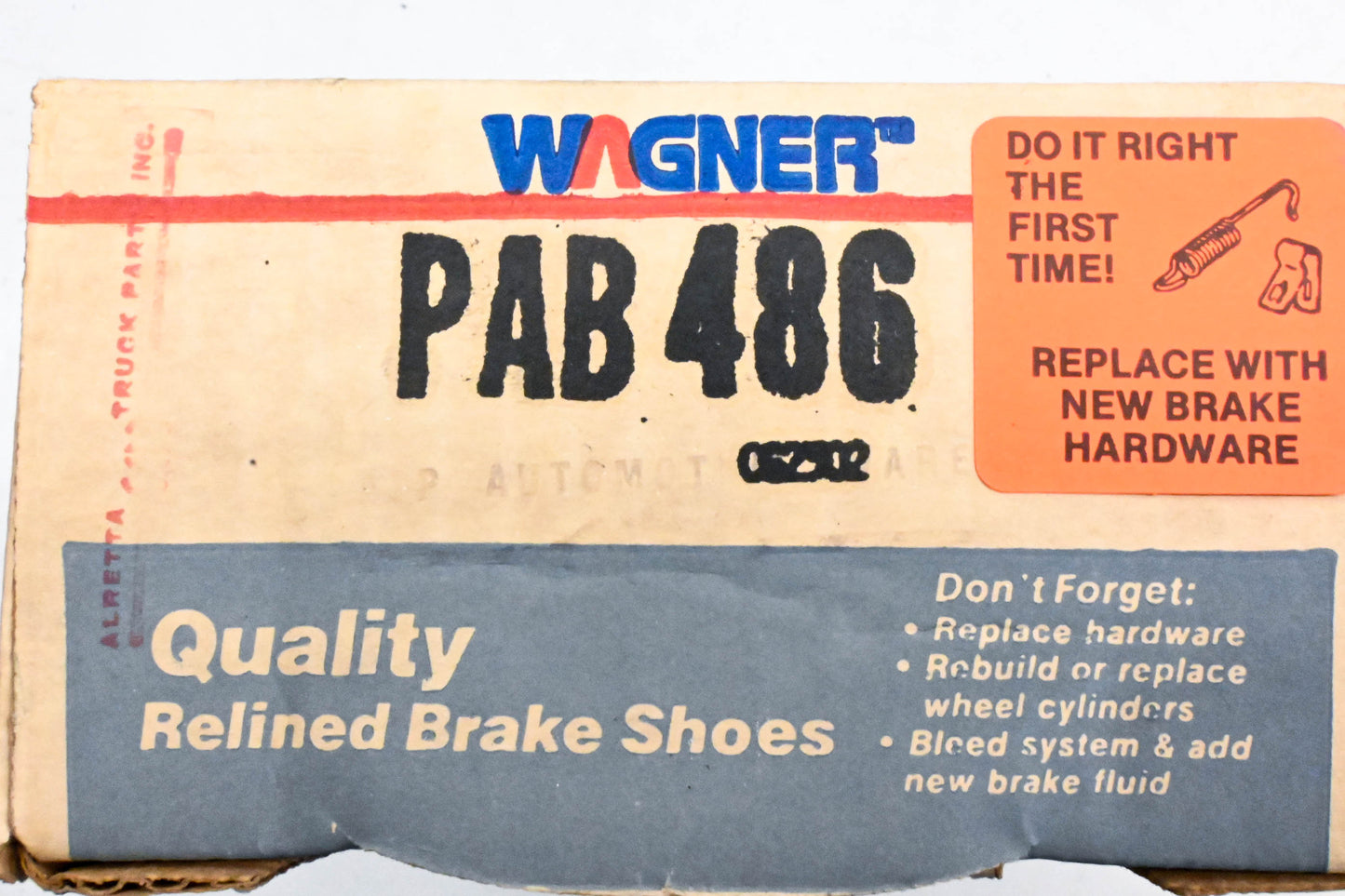 Wagner PAB486 Relined Brake Shoe Kit NOS