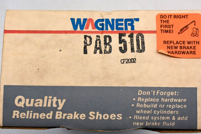 Wagner PAB510 Relined Brake Shoe Kit NOS