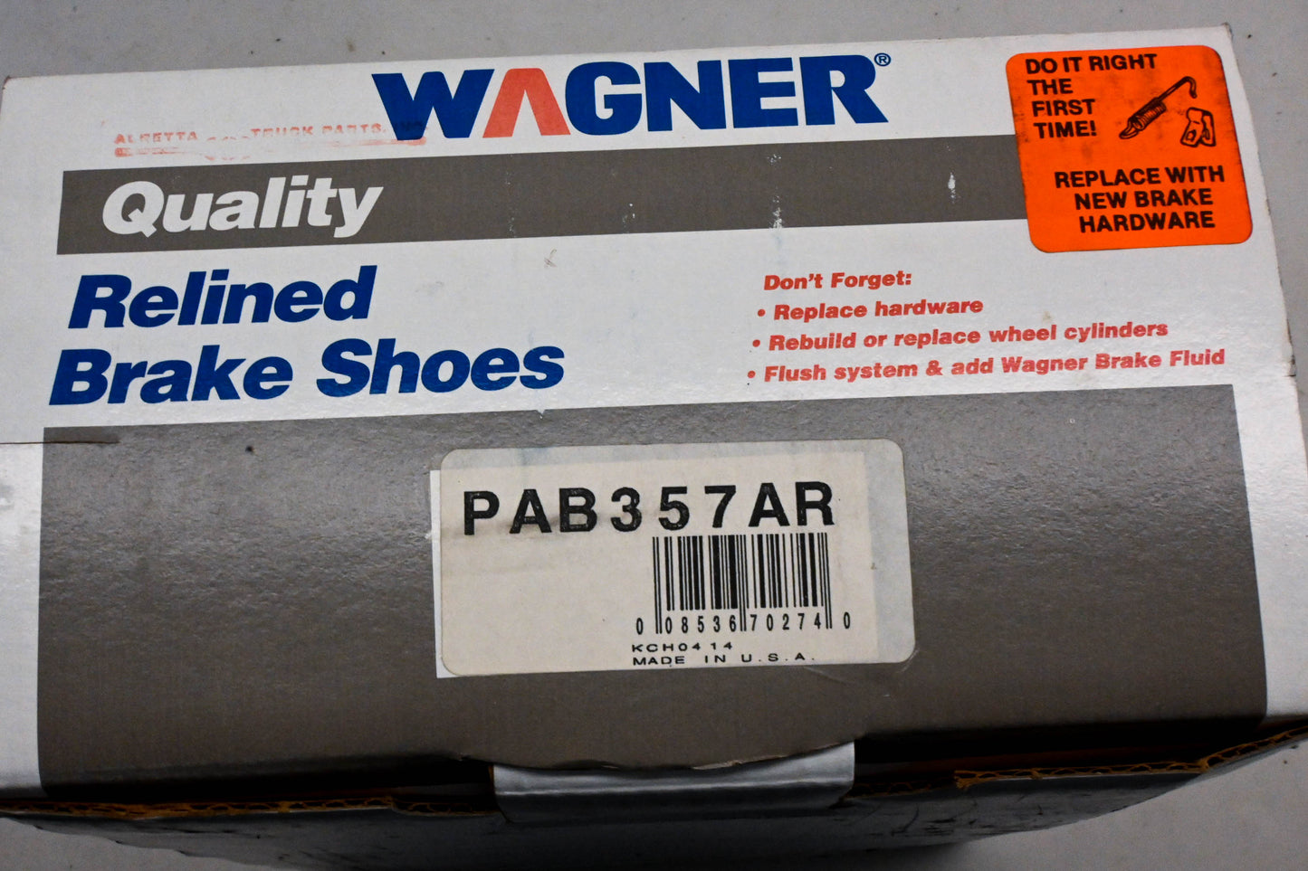 Wagner PAB357R Relined Brake Shoe Kit NOS
