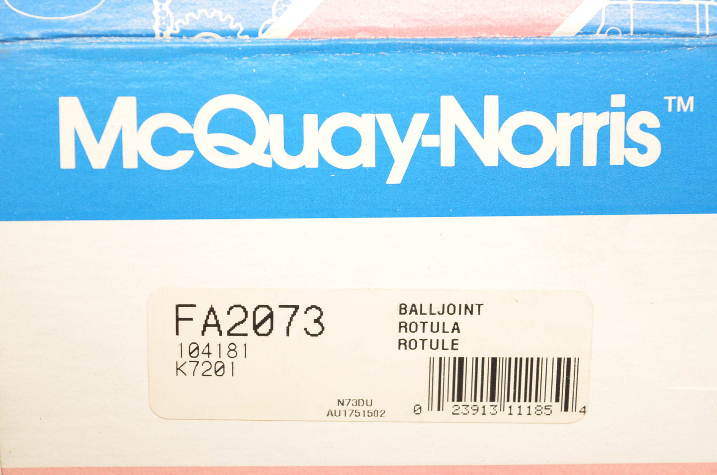 McQuay-Norris FA2073, 104181, K7201 Ball Joint Kit NOS