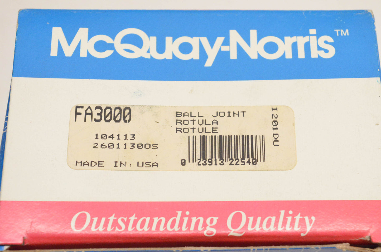 McQuay-Norris FA3000, 104113, 260113005 Ball Joint Kit NOS
