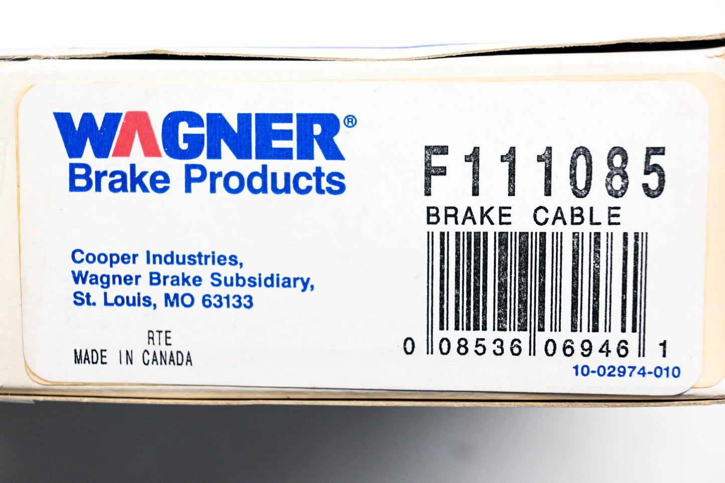 Wagner F111085 Parking Brake Cable Kit NOS