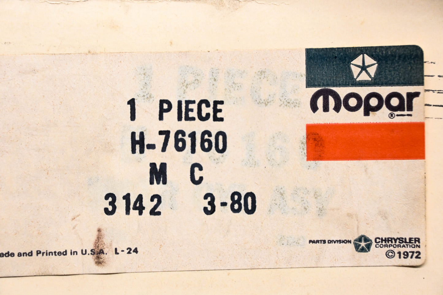 Mopar H76160, H-76160 Wagner Master Cylinder Assembly NOS