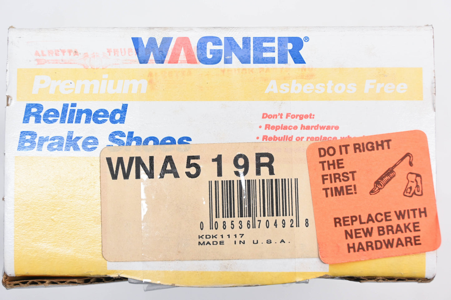 Wagner WNA519R Relined Brake Shoe Kit NOS