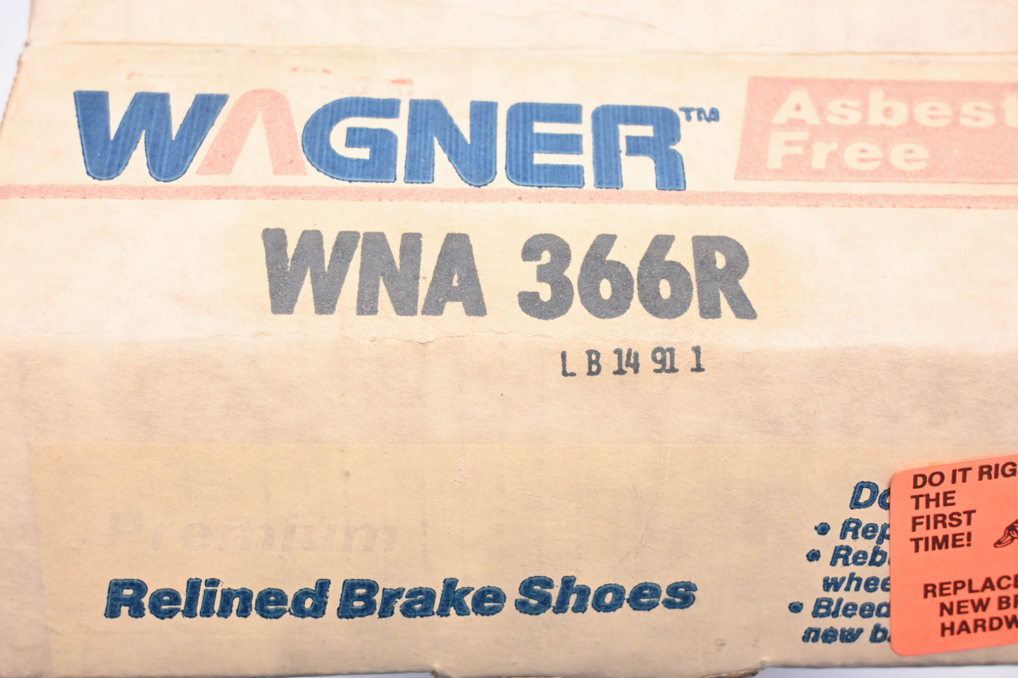 Wagner WNA366R Relined Brake Shoe Kit NOS