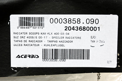 Acerbis 0003858.090, 2043680001 Black Radiator Scoop Kit NOS