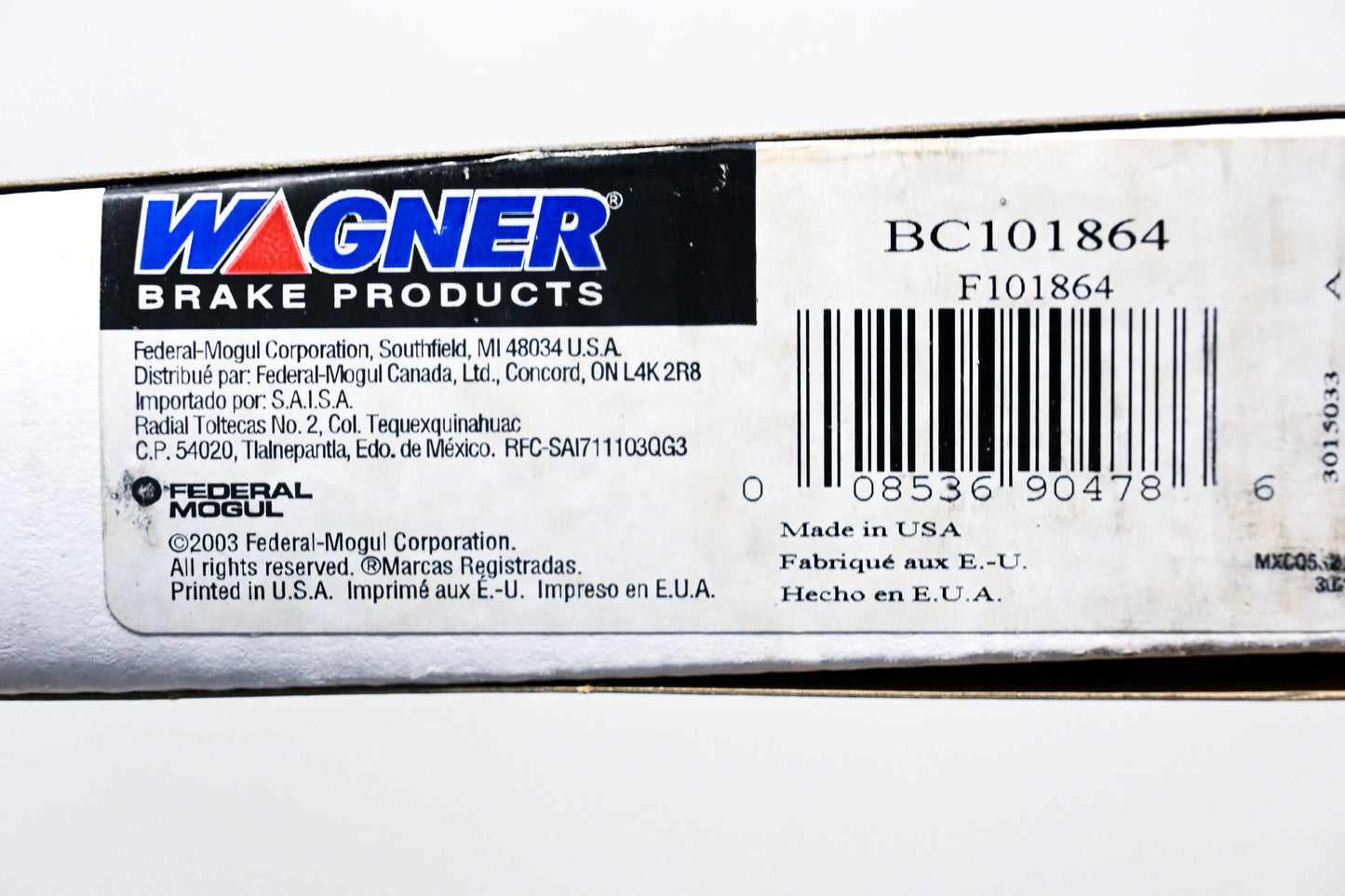 Wagner BC101864, F101864 Brake Cable NOS