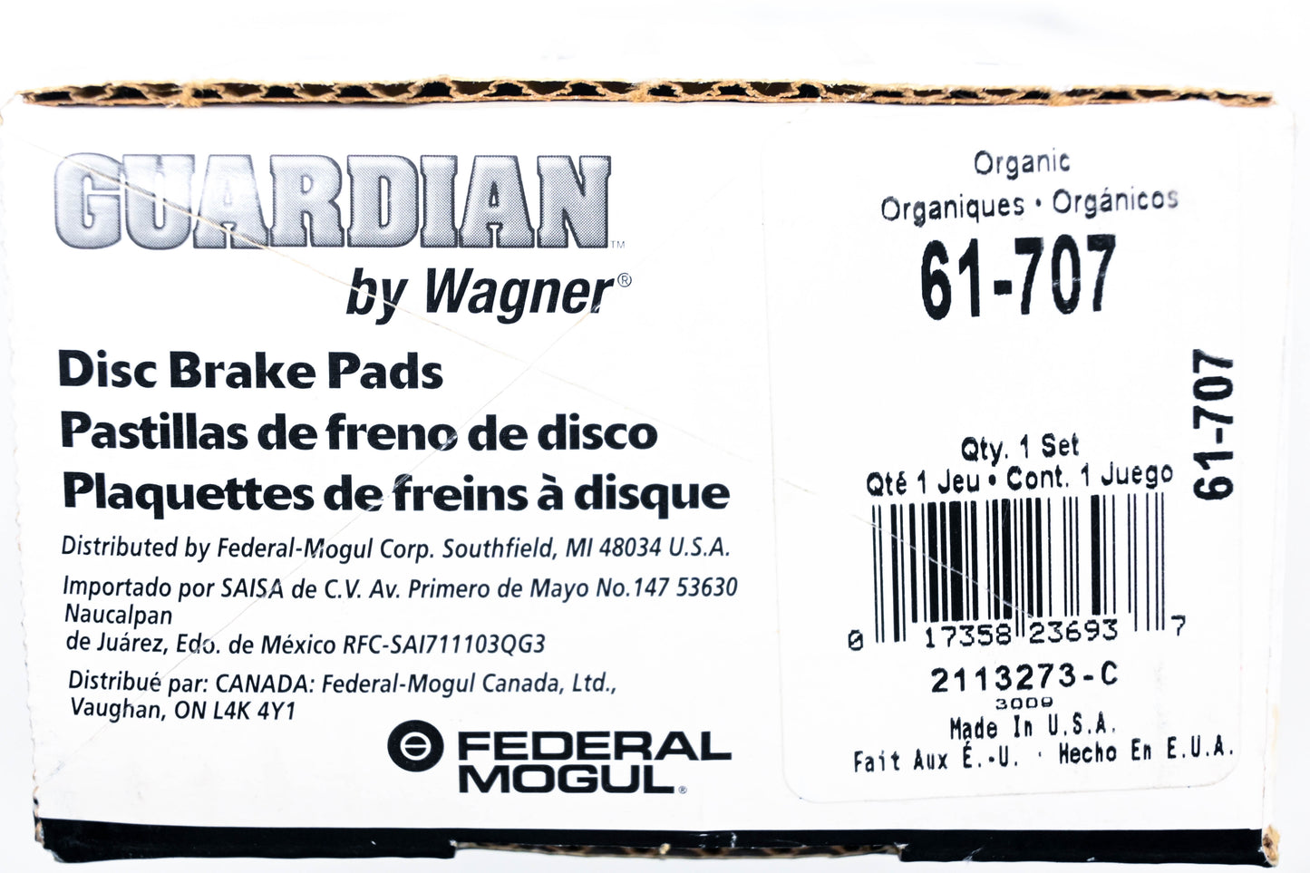 Wagner 61-707 Guardian Disc Brake Pad Kit NOS