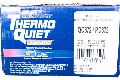 Wagner QC672, PD672 Thermo Quiet Disc Brake Pad Kit NOS