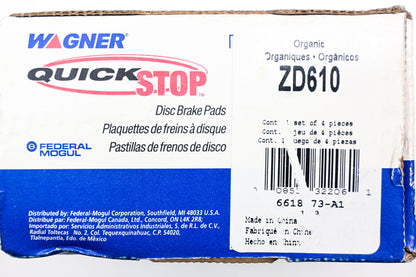 Wagner ZD610 Quick Stop Disc Brake Pad Kit NOS