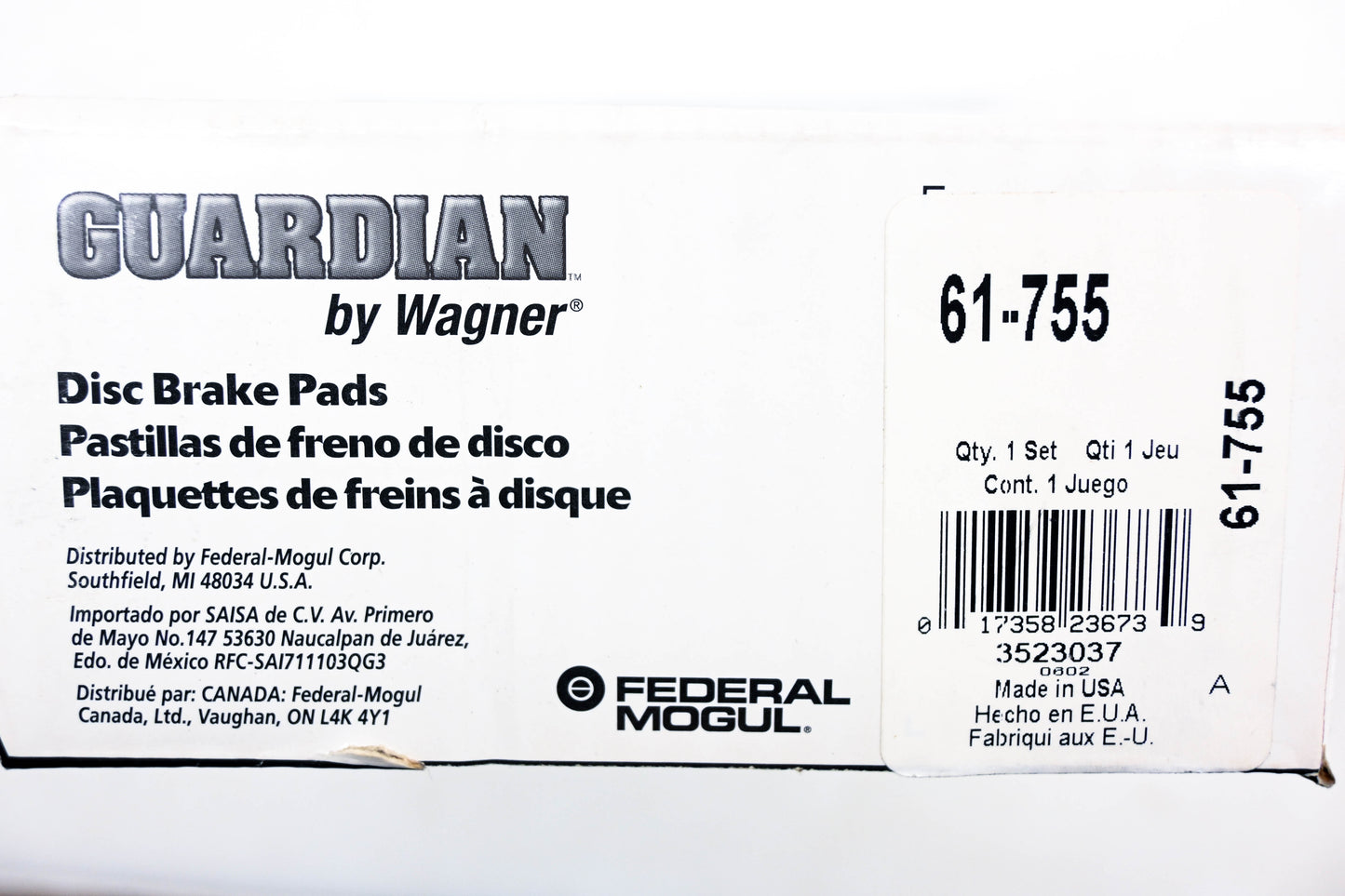 Wagner 61-755 Guardian Disc Brake Pad Kit NOS