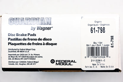 Wagner 61-798 Guardian Disc Brake Pad Kit NOS