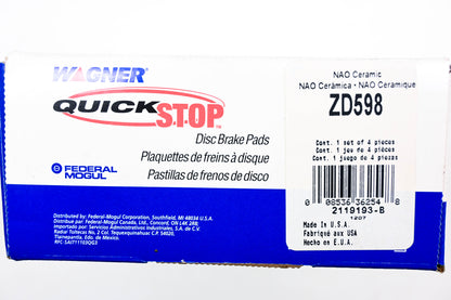 Wagner ZD598 Quick Stop Disc Brake Pad Kit NOS