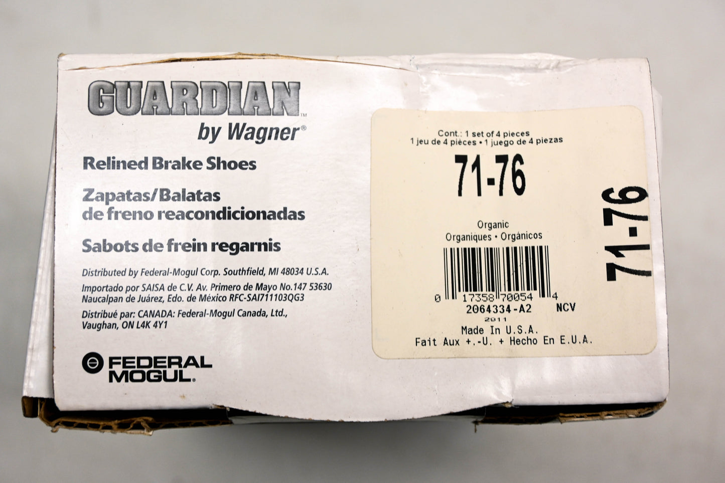 Wagner 71-76 Relined Brake Shoe Kit NOS