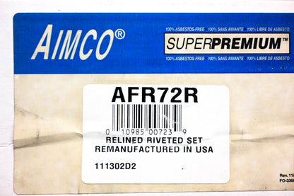 Aimco AFR72R Relined Brake Shoe Kit NOS