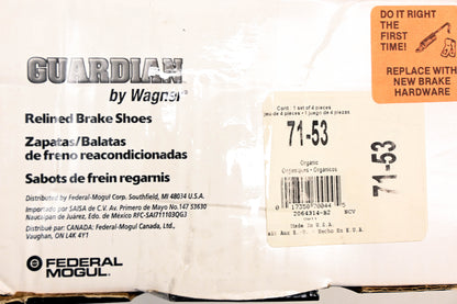 Wagner 71-53 Guardian Brake Shoe Kit NOS