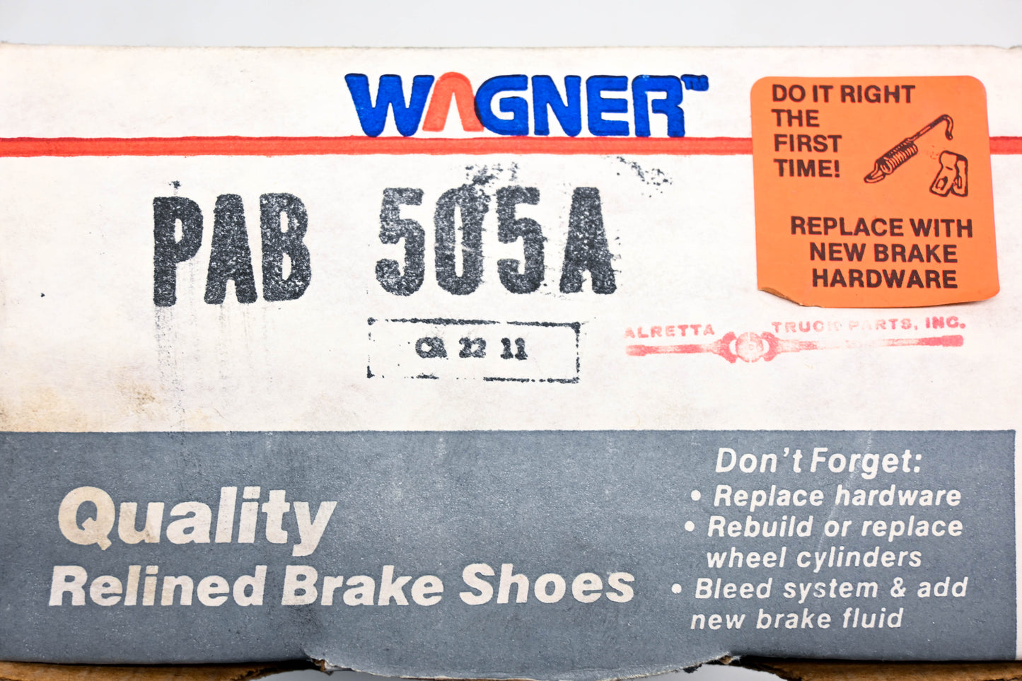 Wagner PAB505A Relined Brake Shoe Kit NOS