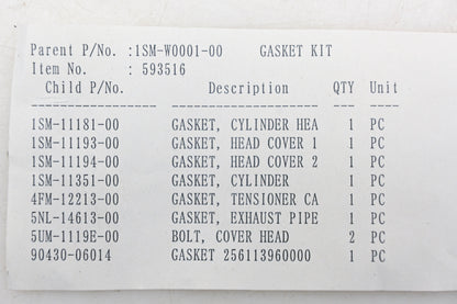 New OEM Yamaha 1SM-W0001-00-00 Top End Gasket Kit NOS
