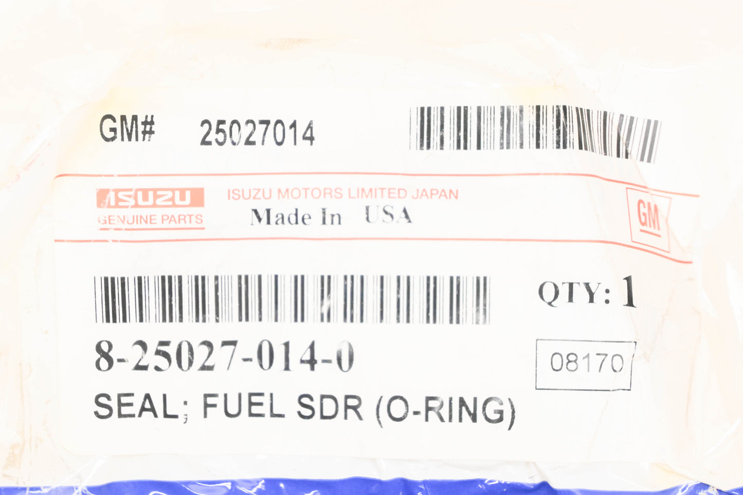 Isuzu 8-25027-014-0, 25027014 Fuel Sender O-Ring NOS