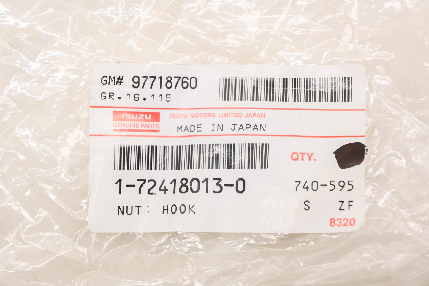 Isuzu 1-72418013-0, 97718760 Hook Nuts Qty 2 NOS