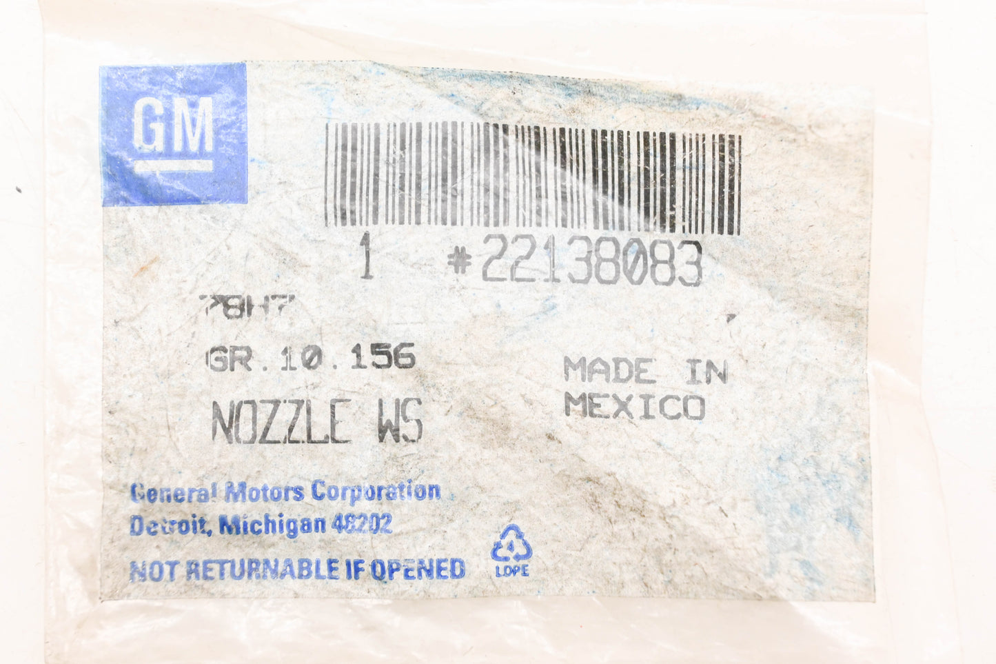 General Motors 22138083 Windshield Washer Nozzle NOS