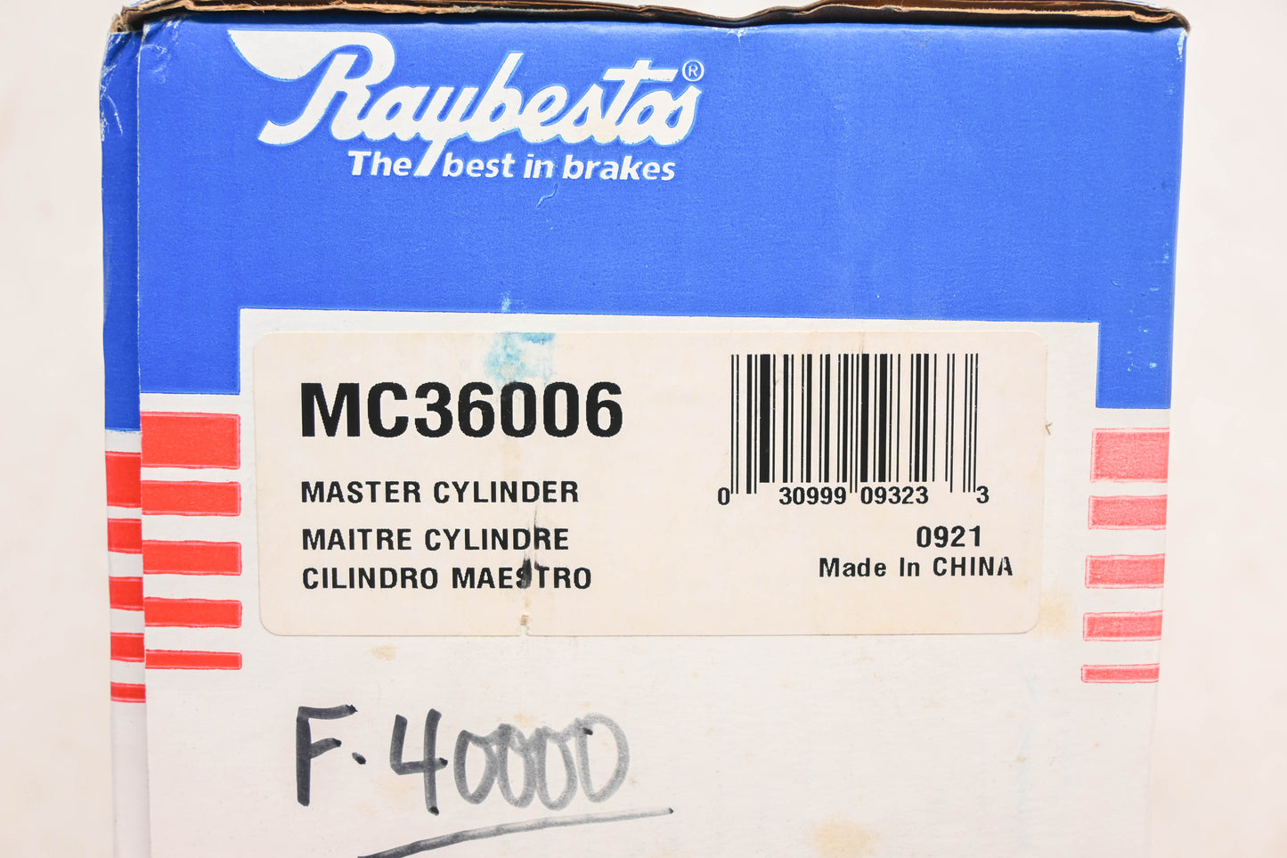 Raybestos MC36006, F40000 Brake Master Cylinder NOS