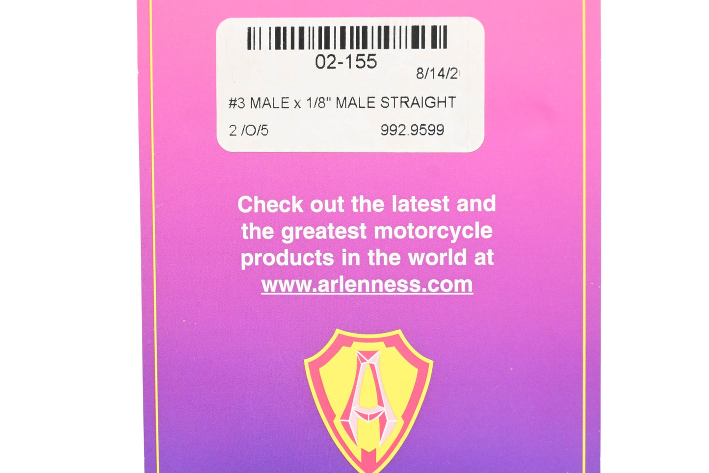 Arlen Ness 02-155, 992-9599 Male #3 x 1/8" Straight Brake Adapter NOS